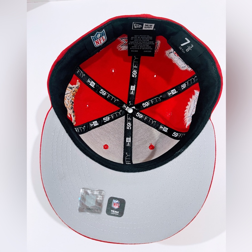 SF 49ERS RED Fitted Hat with Super Bowl Patches. Unisex. - Picture 6 of 6